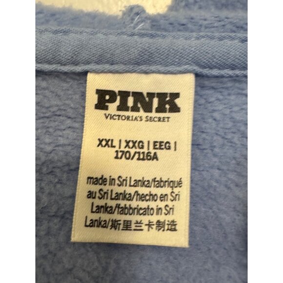 Victorias Secret Pink Womens Full-Zip Hoodie XX-Large Light Blue Laurel Logo - Picture 4 of 9